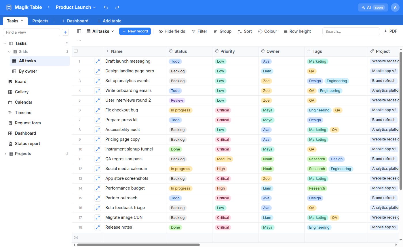 Magik Table screenshot